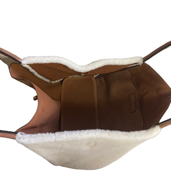 FFC New York Lacy Brown Tan Sheep Fur Sherpa Tote Bag Pre-Loved Gently Used - Picture 8 of 12